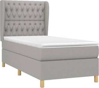 vidaXL Vidaxl - Cama Box Spring Con Colch&oacute;n Tela Gris Claro 90x190 Cm