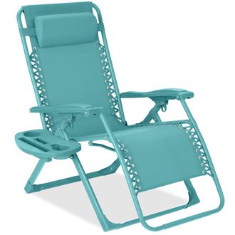 Best Choice Products Monochromatic Zero Gravity Chair, Folding Patio Recliner w/Side Tray, Headrest