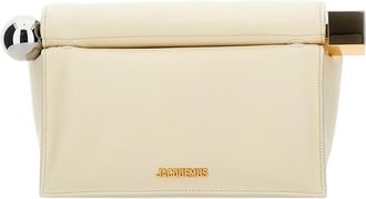 Jacquemus White La Pochette Rond Carre Nappa Leather Clutch