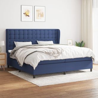 vidaXL Cama Box Spring Con Colch&oacute;n Tela Azul 200x200 Cm Vidaxl