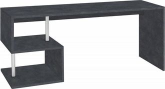 Dmora Scrivania moderna ad Esse per ufficio e studio con scaffale, Made in Italy, Tavolo da computer, Scrittoio porta pc, cm 180x60h78, colore Grigio