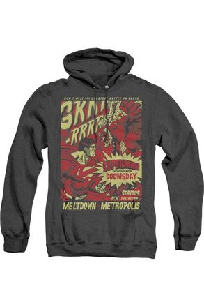 Gildan Superman Metropolis Meltdown Adult Heather Hoodie / Hooded Sweatshirt