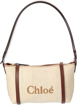 Chlo&eacute; Carry Raffia & Leather Shoulder Bag