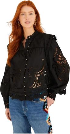 Farm Rio Richelieu Blouse - Dames - Blouses - Zwart - S - Katoen - Overhemden
