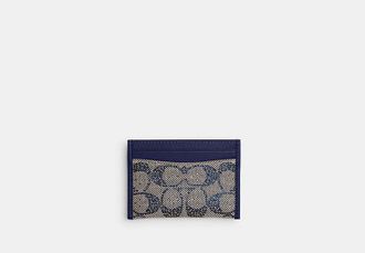 Coach Essential Card Case In Crystal Signature Jacquard