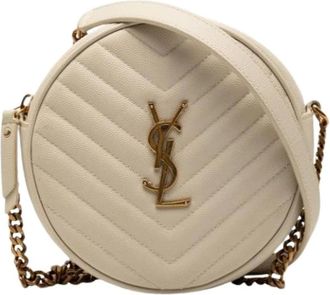 Saint Laurent Pre-owned Cross Body Bags, female, White, Size: ONE SIZE Pre-owned Quilted Crossbody Bag