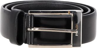 Prada Pre-owned Womens Logo Buckled Belt in Black Leather - One Size
