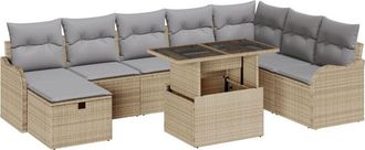 vidaXL Garden Sofa Set with Cushion 9 pcs Beige Poly rattan vidaXL