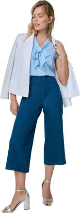 Jessica London Sculpt Fit Wide-Leg Crop Jeans in Medium Stonewash at Nordstrom, Size 24