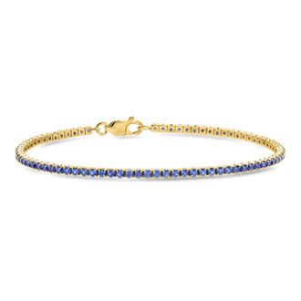 Ross-Simons Lab-Grown Sapphire Tennis Bracelet in 18kt Gold Over Sterling