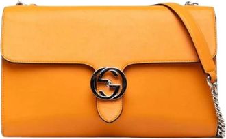 Gucci Pre-owned Shoulder Bags, female, Orange, Size: ONE SIZE Pre-owned Leather Shoulder Bag
