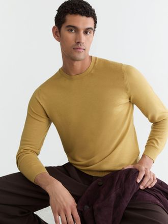 Reiss Yellow Merino Wool Crew-neck Jumper, Xxl