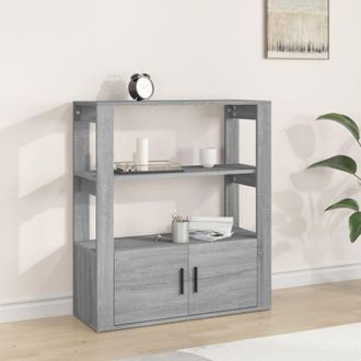 vidaXL Aparador De Madera Contrachapada Gris Sonoma 80x30x90 Cm Vidaxl