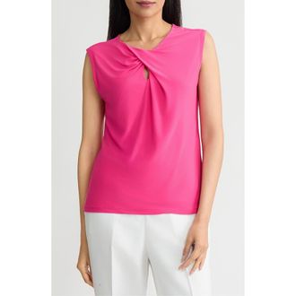 Kasper Twist Cap Sleeve Shell in Pink Perfection at Nordstrom, Size X-Large