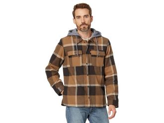 Levi's Washed Cotton Shirt Jacket with A Jersey Hood and Sherpa Lining Mens Clothing Brown/Chocolate Plaid : 2XL, Jersey/Cotton