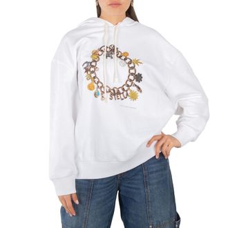 Stella McCartney White Cotton Bracelet-Print Hooded Sweatshirt, Size XX-Small