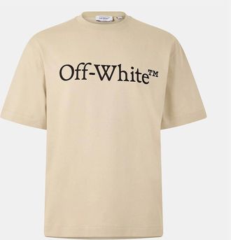 Off-white Mens Bkish Lettering Regular Fit T-Shirt - Brown - Size: 38