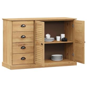 Berkfield Home Sideboard with Drawers VIGO 113x40x75 cm Solid Wood Pine in Light Brown | Size: 113 x 40 x 75 cm