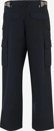 Burberry Mens Cotton Cargo Trousers With Check Details Dark Navy