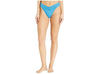Hanky Panky Signature Lace Original Rise Thong Womens Underwear Laguna Blue, Cotton/Lace/Nylon