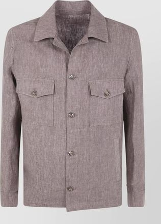 Barba linen single-breasted coat