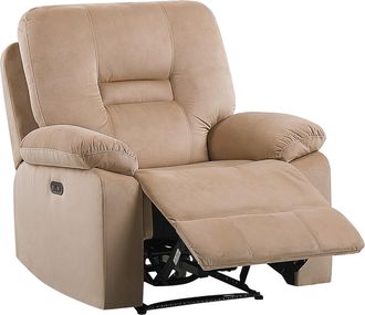 Beliani Beliani - Sill&oacute;n Led Reclinable De Terciopelo Beige Reposapi&eacute;s Respaldo El&eacute;ctrico Bergen