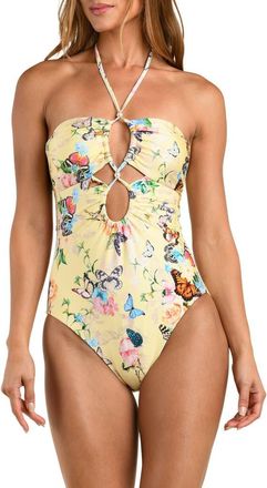 L'agence Shiva Cutout One-Piece Swimsuit in Yellow Multi at Nordstrom, Size X-Small