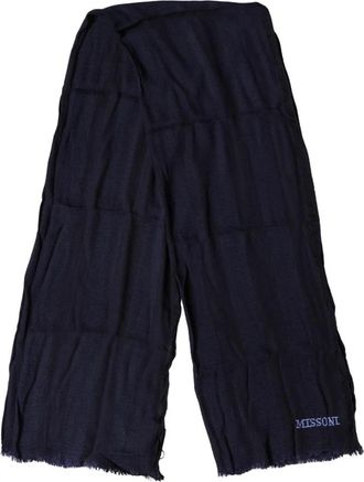 Dolce & Gabbana Wollen Gebreide Wrap Fringe Sjaal - unisex - Wintersjaals - Blauw - ONE Size - Wol - Accessoires