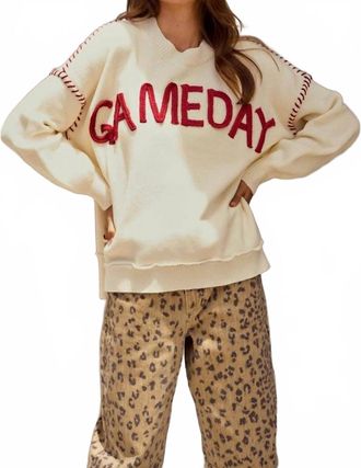Lovlov Game Day Crewneck Sweater In Cream