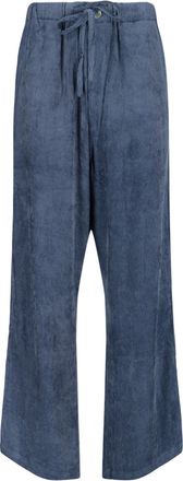 MYTHINKS Ribbed Blue Fabric Pants with Adjustable Drawstring