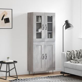 vidaXL Vidaxl - Aparador Alto Madera Contrachapada Gris Sonoma 69,5x34x180 Cm