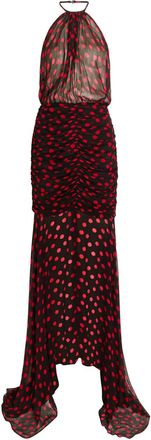 Ronny Kobo Lovisa Polka-dot Chiffon Midi Dress - Black Red - S (UK8-10 / S)