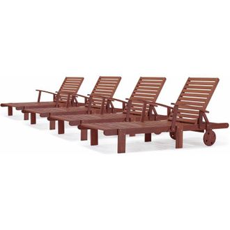 Habitat et Jardin Habitat Et Jardin - Tumbonas plegables en madera exótica Tokyo - Maple - Marron caoba- Lote de 4
