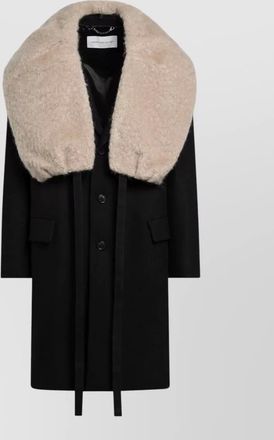 Dries Van Noten long jacket faux fur collar pockets