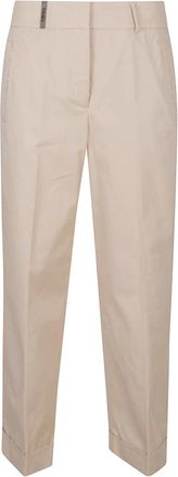 PESERICO Peserico, Straight Trousers, female, Beige, Size: S Stretch Cotton Gabardine Trousers