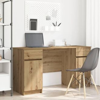 Berkfield Home Desk Artisan Oak 140x49x76 cm Engineered Wood | Size: 140 x 49 x 76 cm