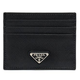 Prada Saffiano Triangle Logo Card Wallet