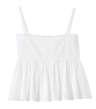 Jacquemus White Square Neck Peplum Top