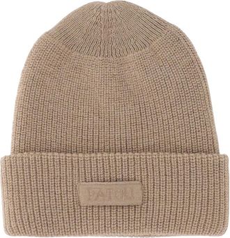 Patou Gebreide wollen beanie met revers - Dames - Hoeden - Beige - ONE Size - Wol - Accessoires