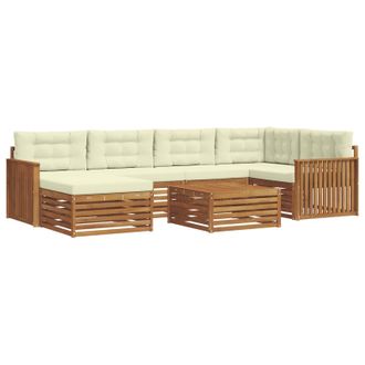 vidaXL Conjunto De Sof&aacute;s De Exterior 7 Uds. Natural Y Crema Vidaxl