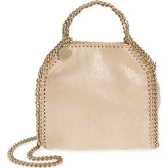Stella McCartney Mini Falabella Metallic Faux Leather Crossbody Bag in Gold at Nordstrom