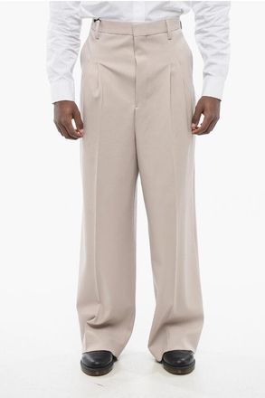 Ami Two-Pleat Virgin Wool Trousers with Belt Loops size 48