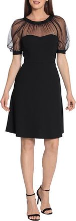 Maggy London Mesh Illusion Short Sleeve Dress in Black at Nordstrom Rack, Size 18 (Similar To 16W)