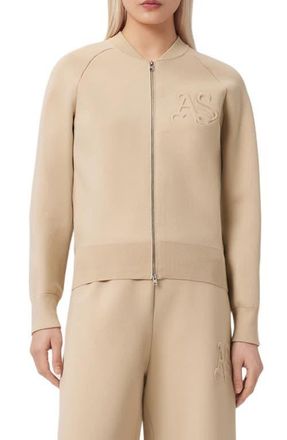 AllSaints Sonny Bomber Cardigan in Pebble White at Nordstrom, Size X-Small