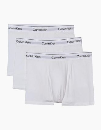 Calvin Klein Mens Calvin Klein 3 Pack Icon Cotton Stretch Relaxed Fit Trunk - White - Size: 32/34/35