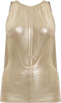 Diesel Tops, Dames, Geel, XS, Leer, T-Dyvyny Top