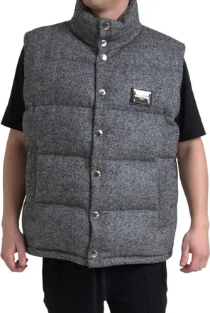 Dolce & Gabbana Elegant Chevron Knit Wool Blend Vest Mens Jacket