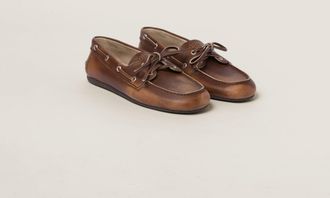 Miu Miu Unlined bleached leather boat shoes