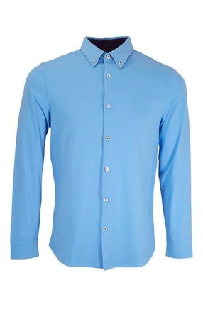 Lords of Harlech Sawyer Knit Button-Up Shirt in Blue at Nordstrom, Size Xx-Large
