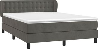 vidaXL Cama Box Spring Con Colch&oacute;n Terciopelo Gris Oscuro 140x200 Cm Vidaxl